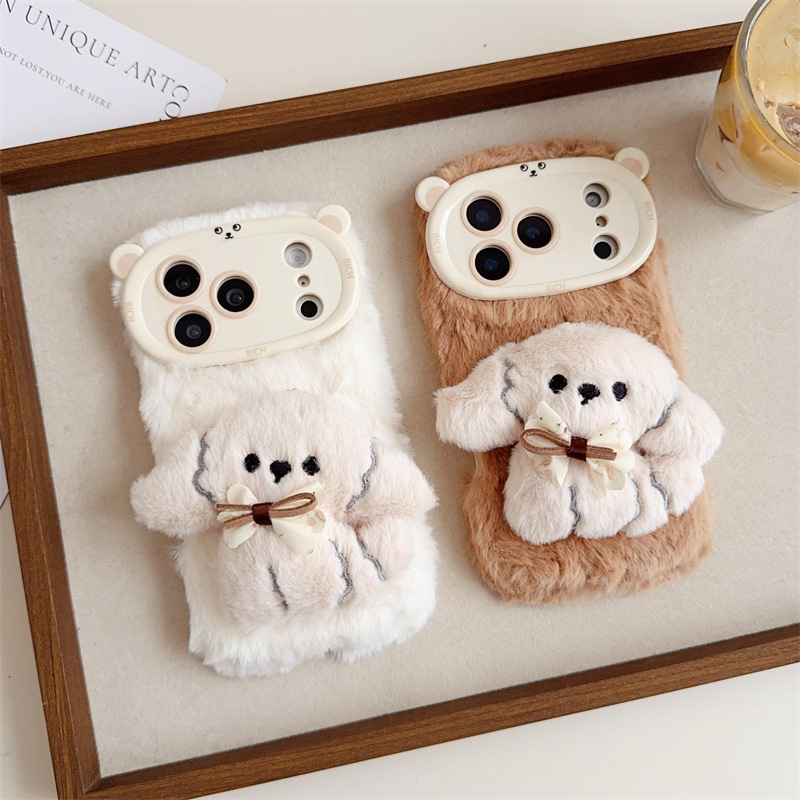 Phone Cases Iphone 11 - ثلاثية الأبعاد الكرتون Bowknot جرو دافئ