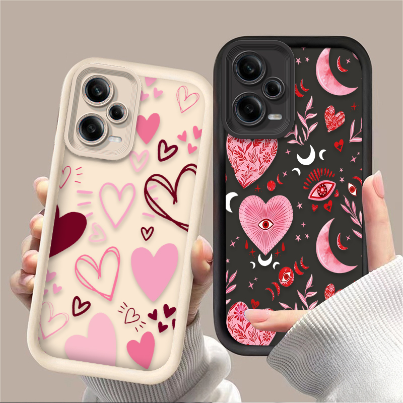 Phone Cases Silicone - غطاء هاتف وردي على شكل قلب