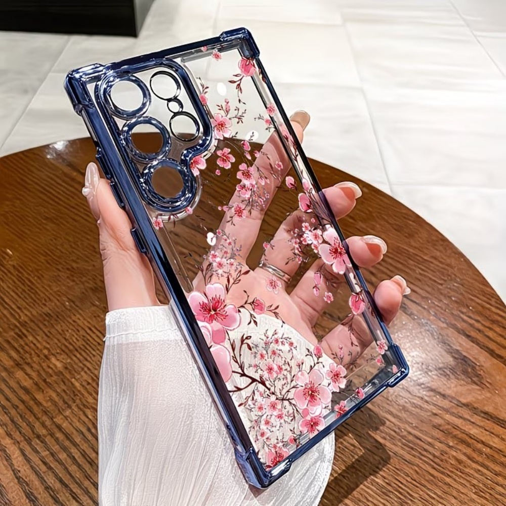 Samsung Galaxy S25 - غطاء هاتف مطلي بزهر الكرز مضاد